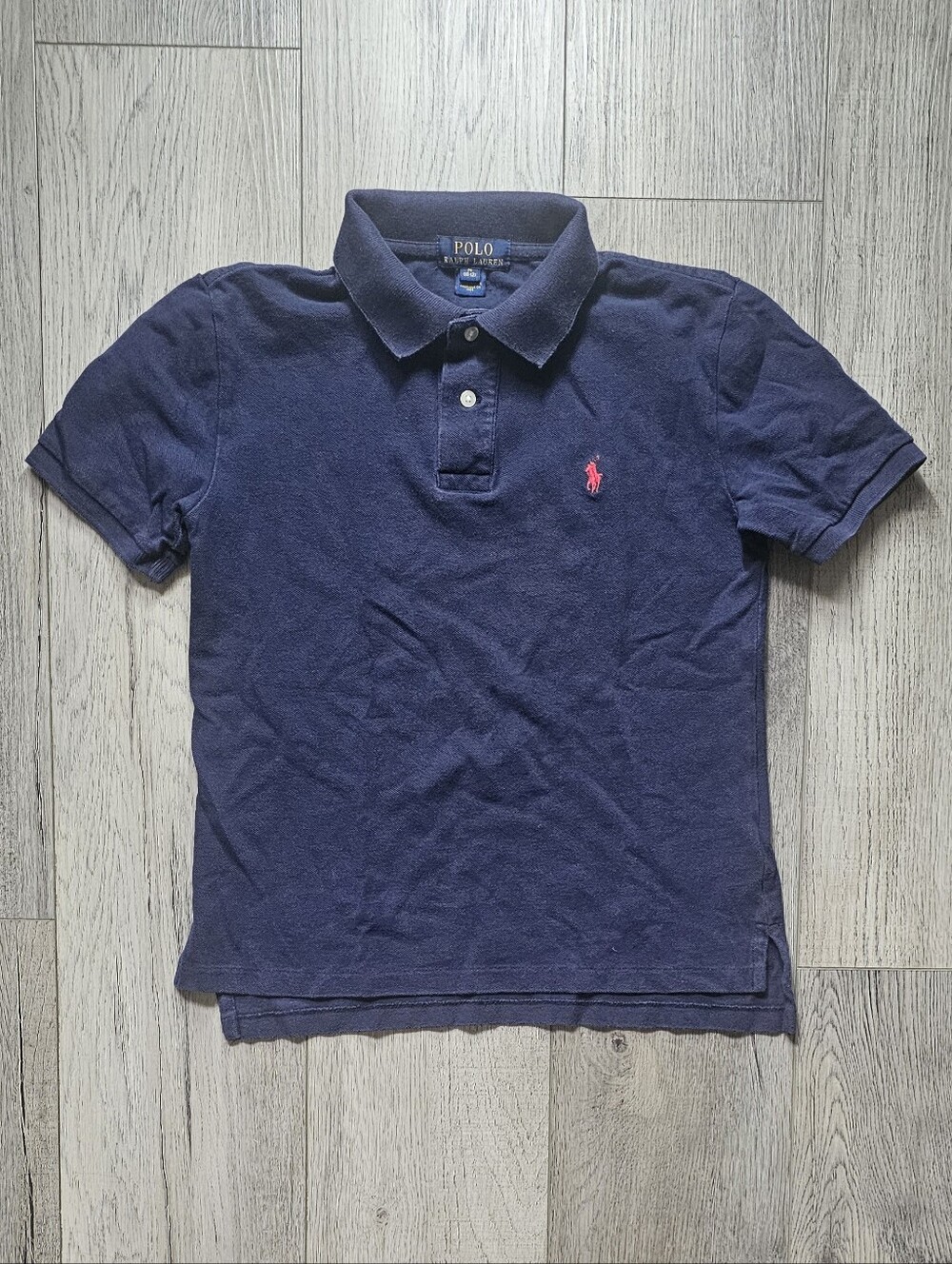 Polo Ralph Lauren Boys M (10-12) Navy Blue Short Sleeve Polo Shirt Red Pony